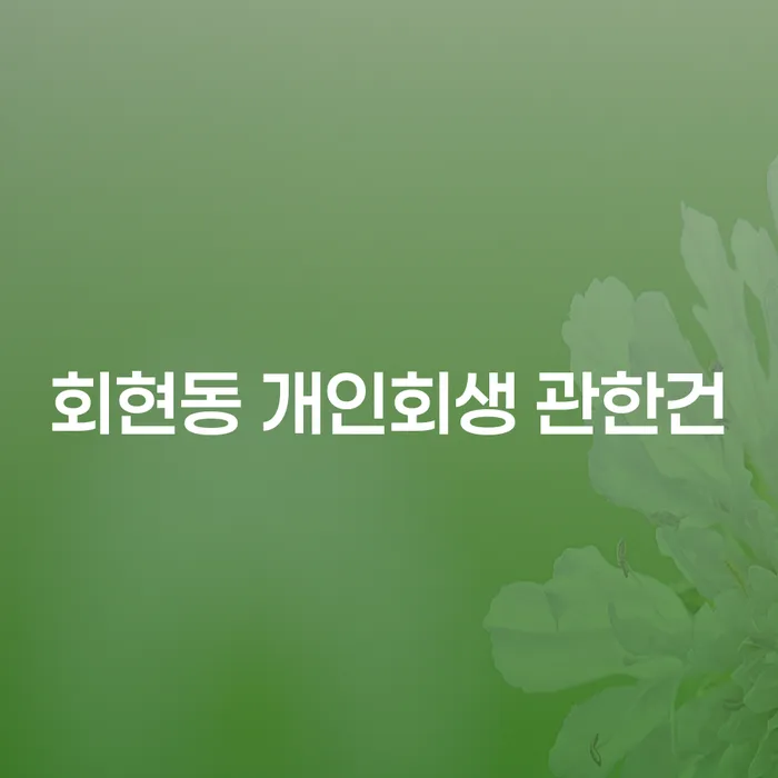 회현동 개인회생 관한건